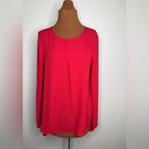 Halston Heritage Split Sleeve Vibrant Red Blouse Size Medium